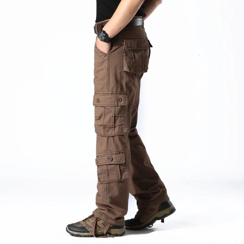 Men's pants with solid design-Men's Cotton Mid Waist Zipper Fly Closure Solid Pattern Trousers