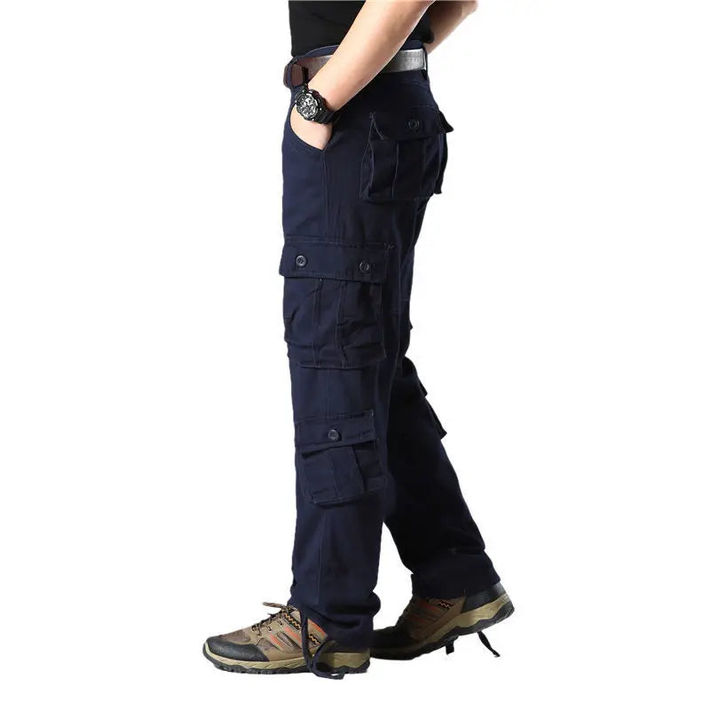 Men's pants for calm design-Men's Cotton Mid Waist Zipper Fly Closure Solid Pattern Trousers