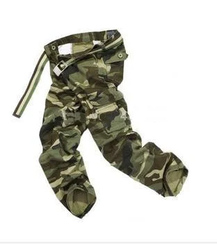 Men's pants with light mesh-Men's Polyester Full Length Zipper Fly Camouflage Trousers