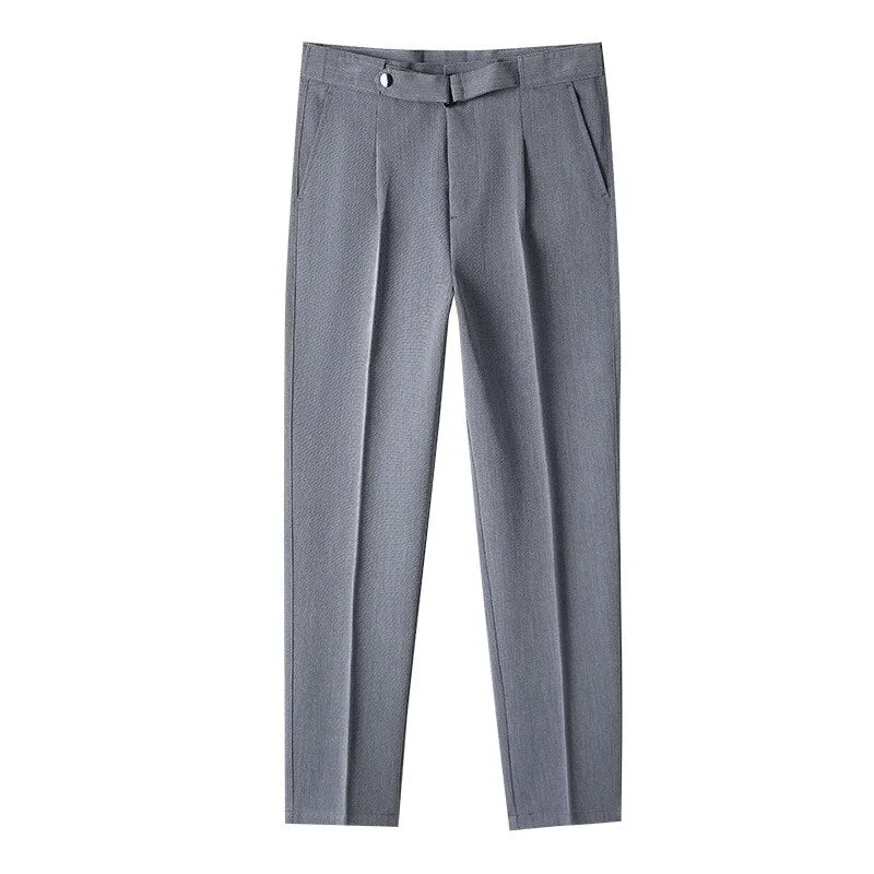 Men's pants for slow weekends-Men's Polyester Zipper Fly Closure Solid Pattern Dress Pants