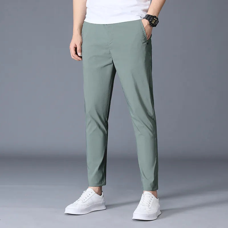 Men's pants with classic comfort-Men's Polyester Zipper Fly Closure Solid Pattern Formal Pants