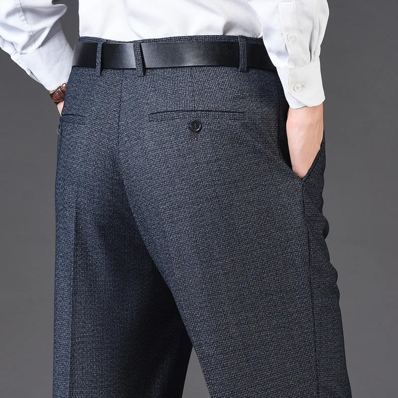 Men's pants with free style-Men's Rayon High Waist Zipper Fly Closure Plaid Formal Pants