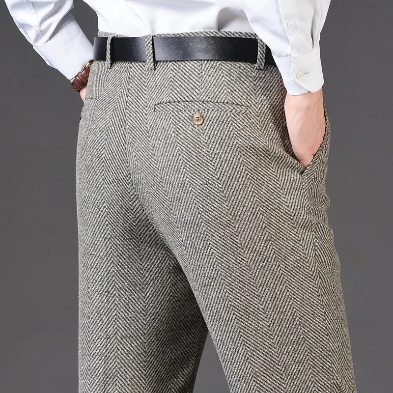 Men's pants for slow fit-Men's Rayon Zipper Fly Closure Full Length Formal Wear Pants