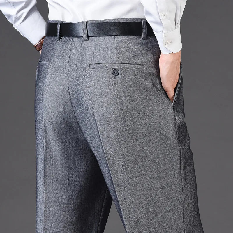 Men's pants with fine comfort-Men's Rayon Zipper Fly Closure Full Length Formal Wear Pants