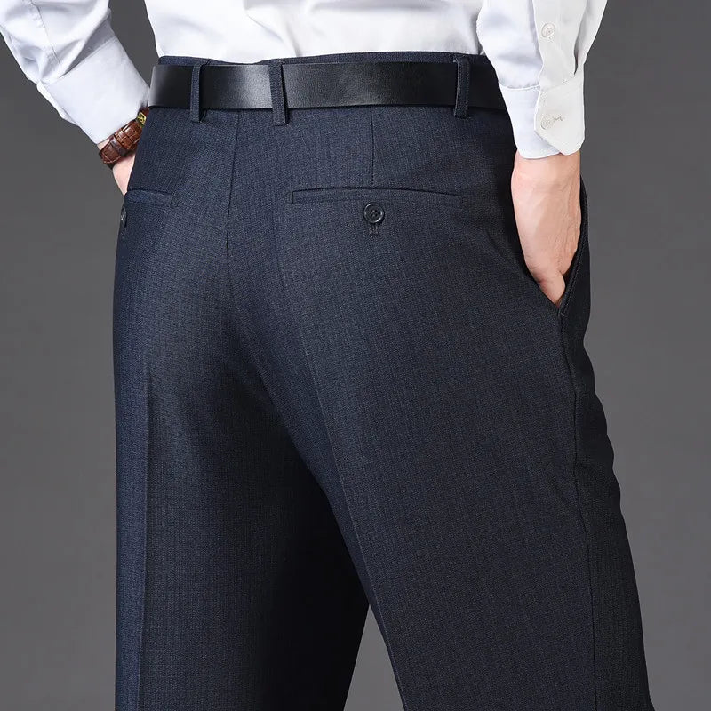 Men's pants for tough comfort-Men's Rayon Zipper Fly Closure Full Length Formal Wear Pants