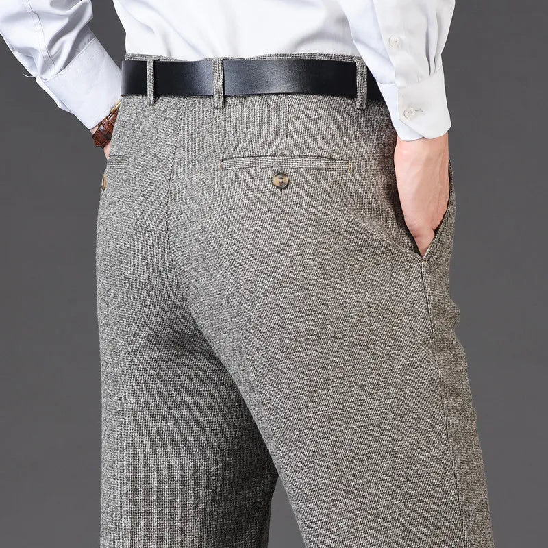 Men's pants with light tones-Men's Rayon Zipper Fly Closure Full Length Formal Wear Pants