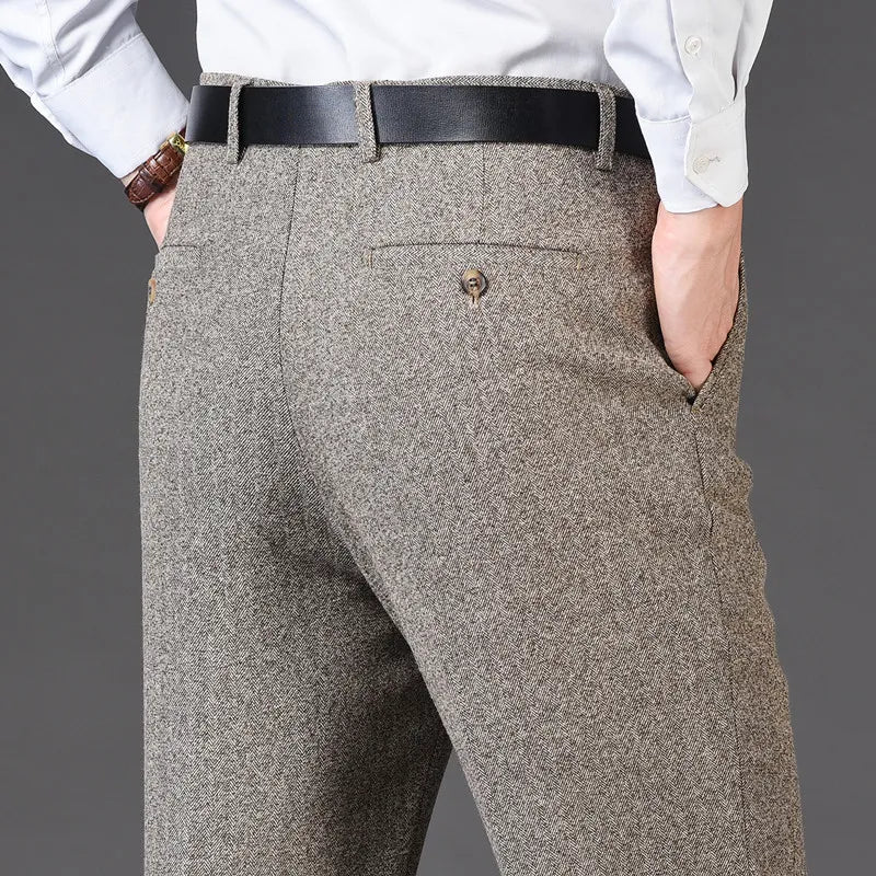 Men's pants with plush tones-Men's Rayon Zipper Fly Closure Full Length Formal Wear Pants