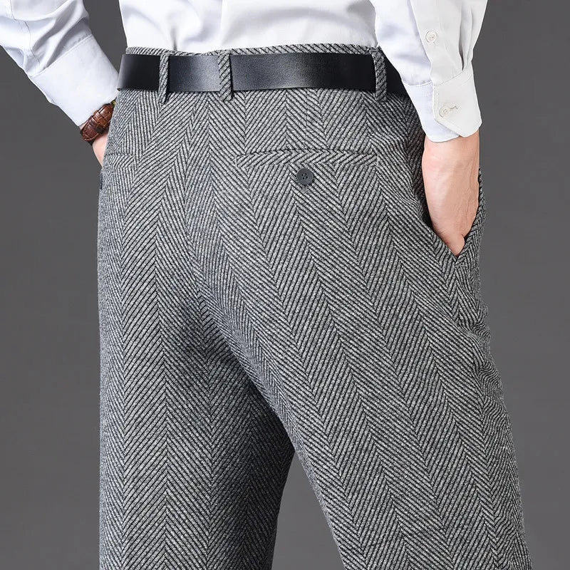 Men's pants with tight tones-Men's Rayon Zipper Fly Closure Full Length Formal Wear Pants