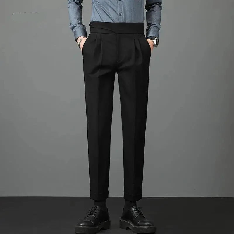 Men's pants with neat cut-Men's Viscose Zipper Fly Closure Solid Pattern Casual Pants