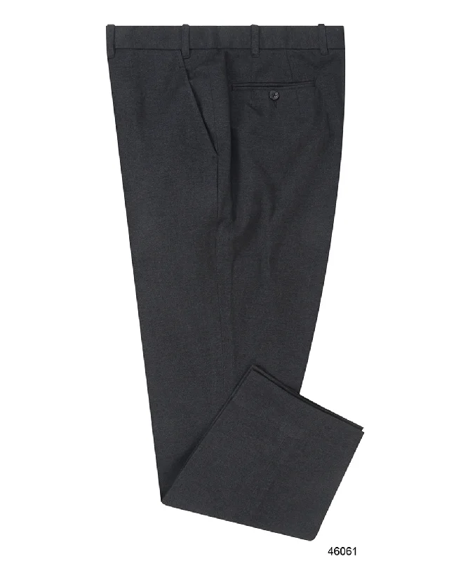 Men's pants with loud patterns-Midnight Grey Cotton Gabardine Twill