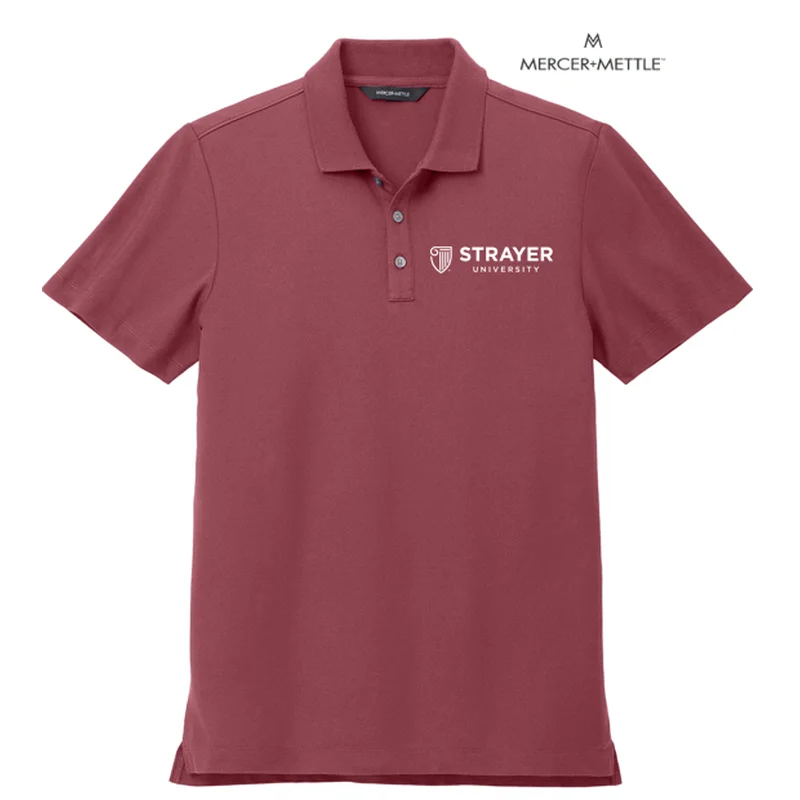 men’s casual short sleeve shirts with fun prints -NEW STRAYER Mercer+Mettle™ Stretch Pique Polo - Rosewood