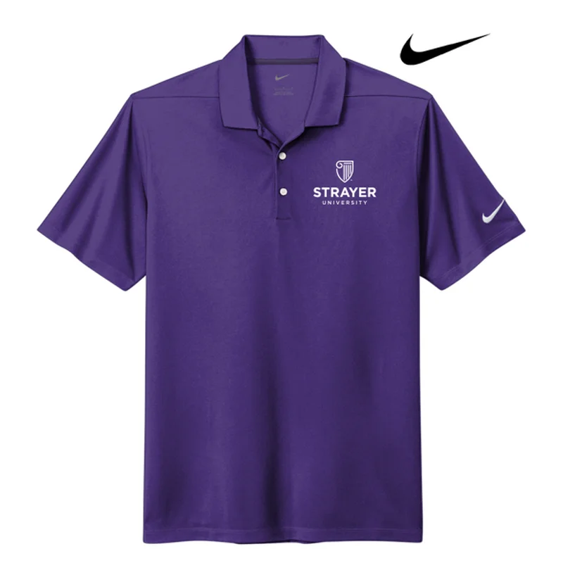 men’s short sleeve shirts for both casual and formal events -NEW STRAYER Nike Dri-FIT Micro Pique 2.0 Polo - Court Purple