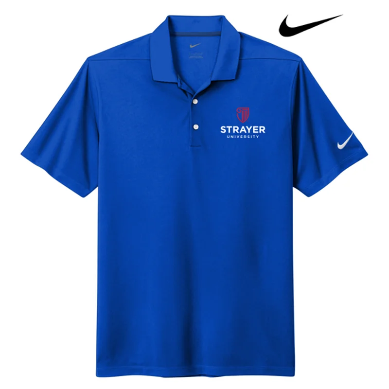 trendy short sleeve shirts for gym wear -NEW STRAYER Nike Dri-FIT Micro Pique 2.0 Polo - Game Royal