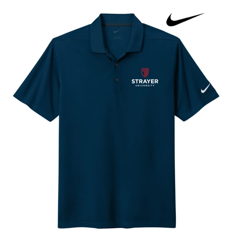 affordable short sleeve shirts for all-day wear -NEW STRAYER Nike Dri-FIT Micro Pique 2.0 Polo - Navy