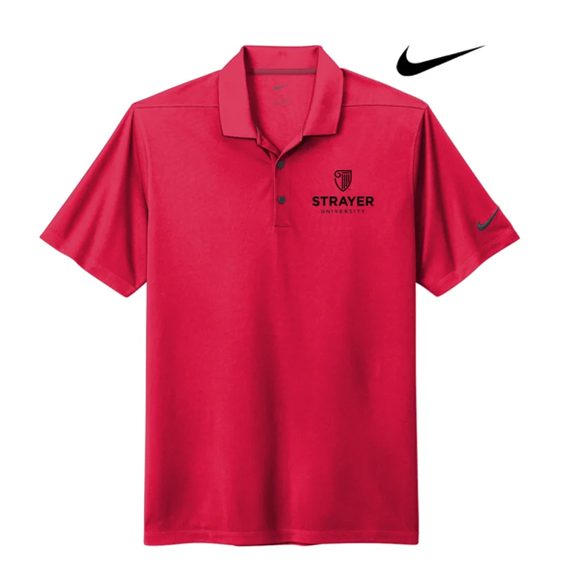 modern men’s short sleeve shirts with minimalist patterns -NEW STRAYER Nike Dri-FIT Micro Pique 2.0 Polo - University Red