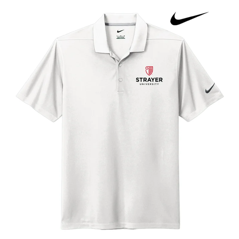 men’s casual short sleeve shirts with modern designs -NEW STRAYER Nike Dri-FIT Micro Pique 2.0 Polo - White