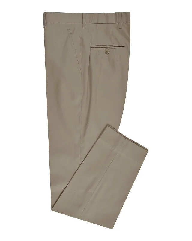 Men's pants for slow tones-Beige Cotton Twill Dress Pant