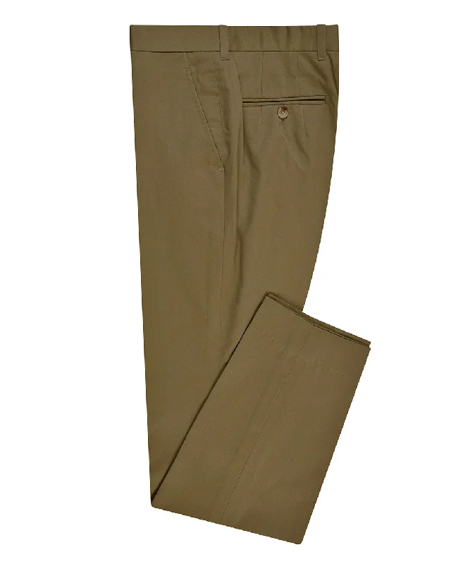 Men's pants with trim design-British Khaki Cotton Dress Pant