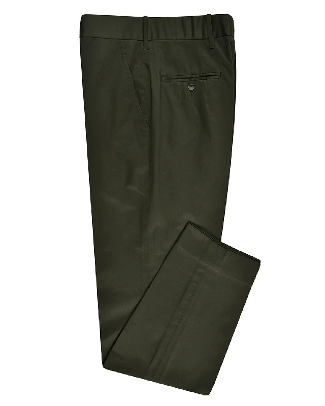 Men's pants with vivid hues-Dark Army Green Cotton Dress Pant