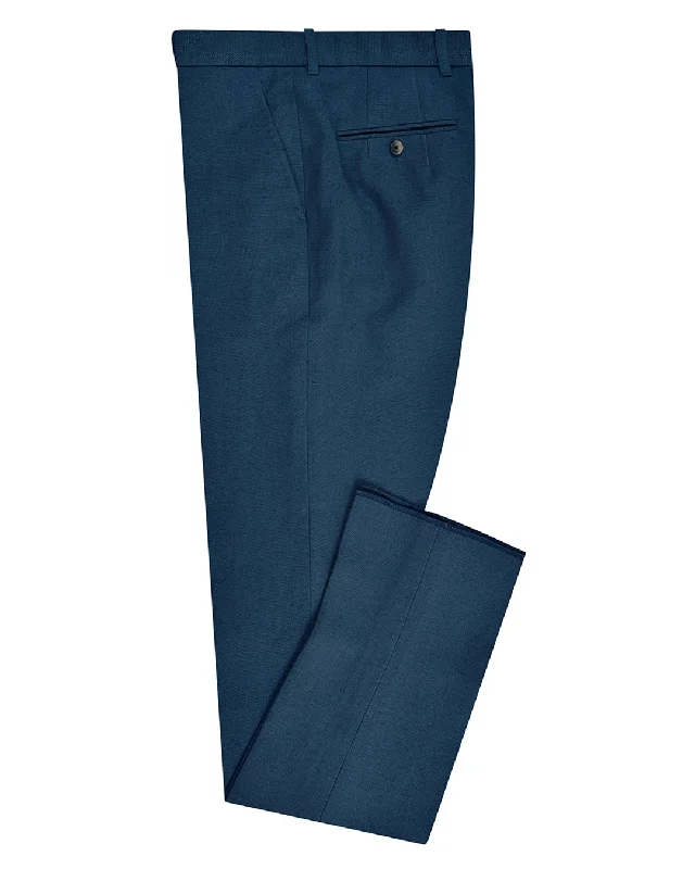 Men's pants for fashionistas-Linen Cotton Canvas: Steel Blue Dress Pant