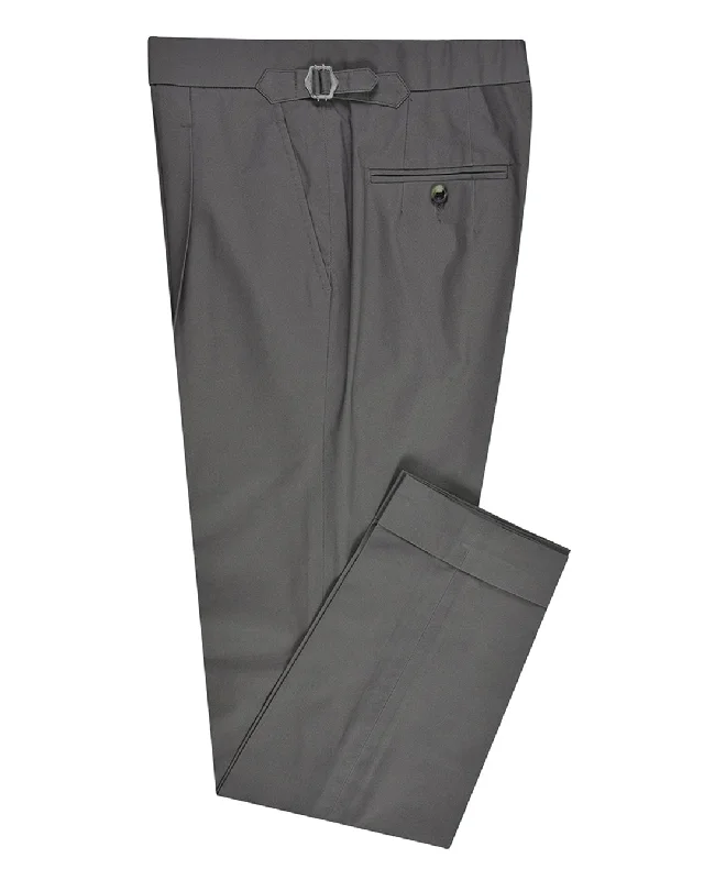 Men's pants with classic design-Ash Grey Cotton Twill Dress Pant