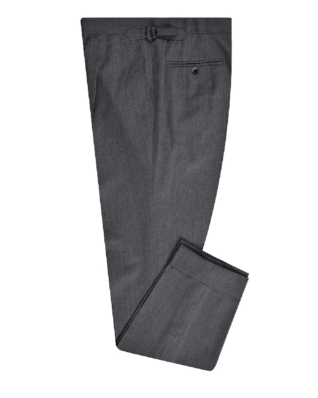 Men's pants with fun details-Mid Grey Wool Dress Pant