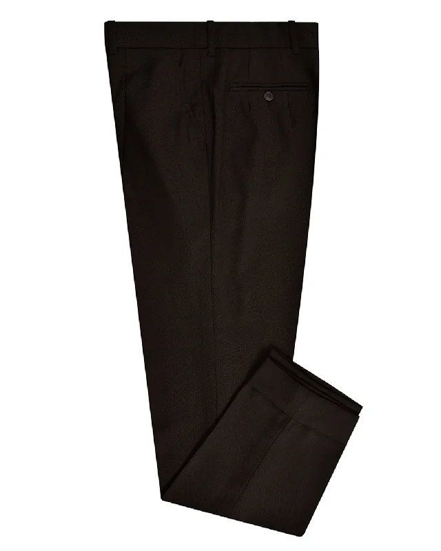 Men's pants with fine design-Brown Wool Birdseye Dress Pant