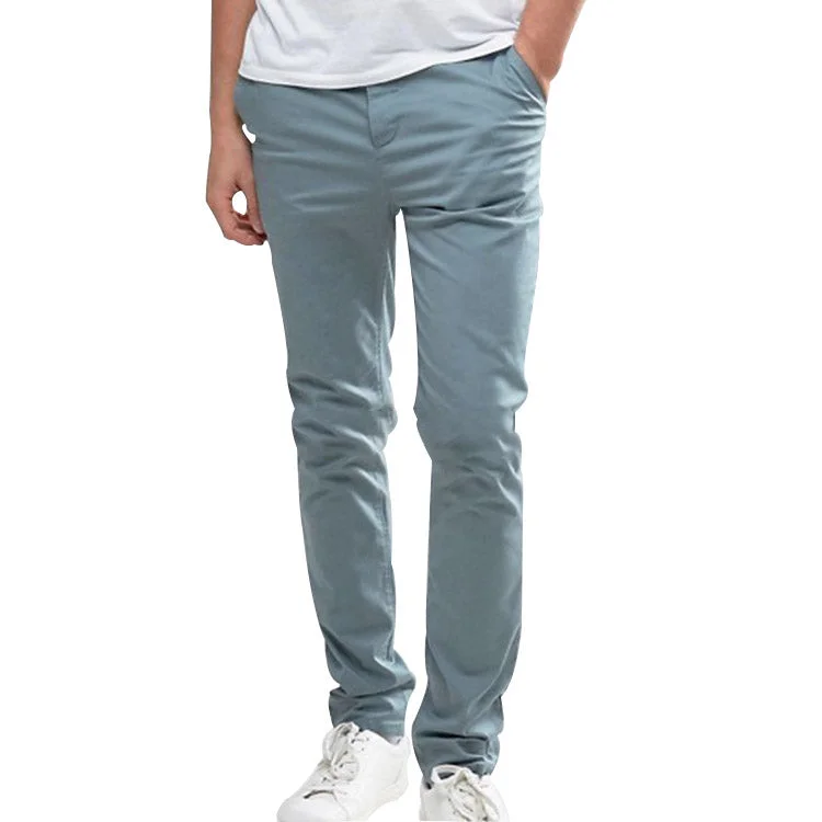 Men's pants with tight taper-SM - Men 'Grey' Cotton Slim Fit Chino Pant SM868