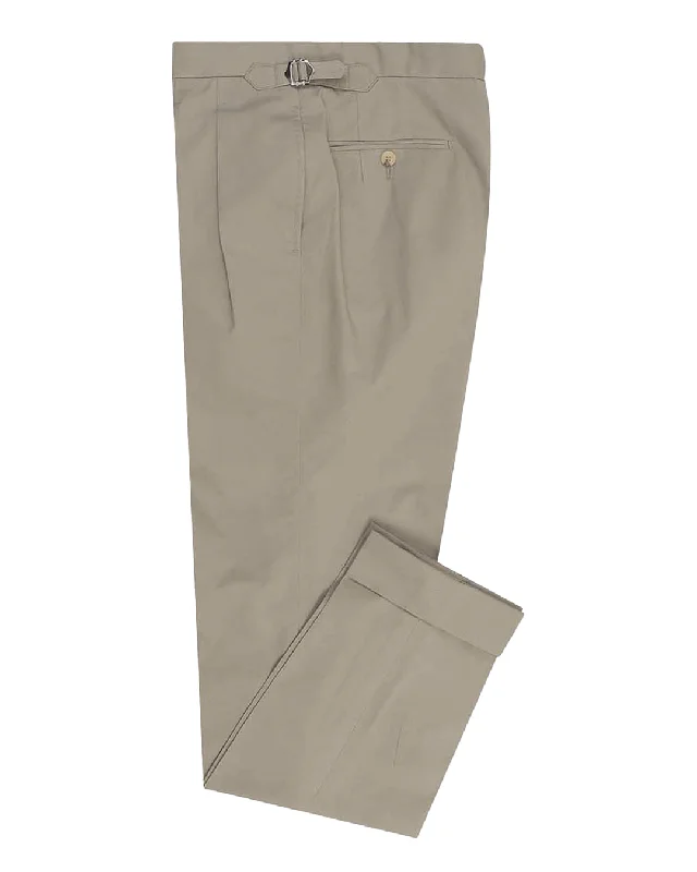 Men's pants for thin builds-Soft Drab Cotton High Waisted Pant