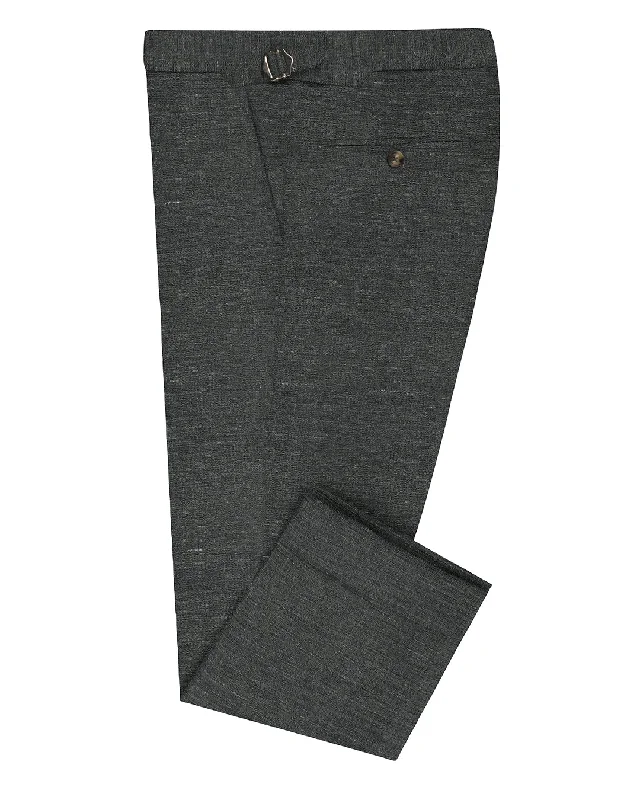 Men's pants with smooth fabric-Solbiati Ash Grey Linen Dress Pant