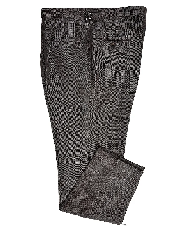 Men's pants with fine stitching-Solbiati Coffee Brown Linen Dress Pant