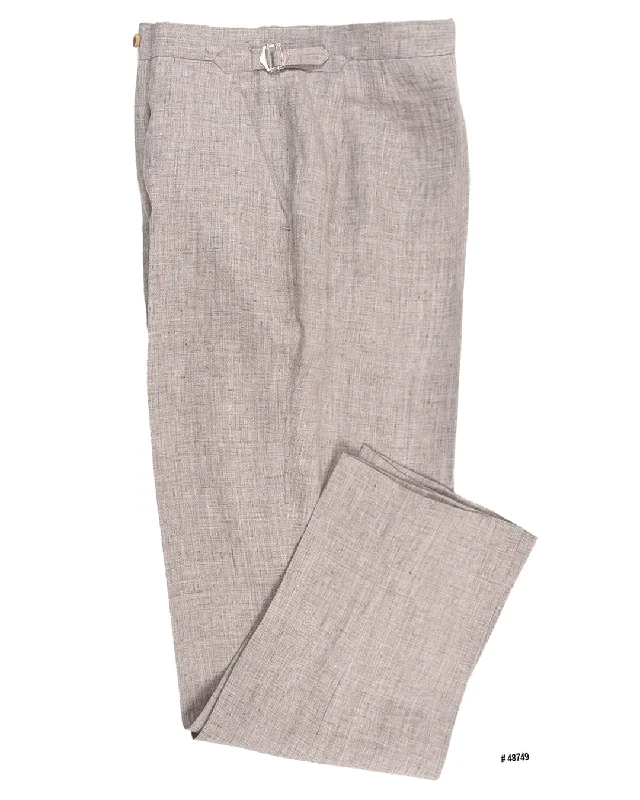 Men's pants with chic style-Solbiati Light Brown Linen Dress Pant