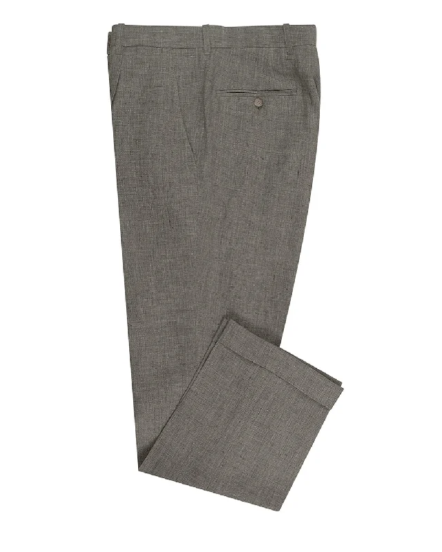 Men's pants with tight taper-Solbiati Stone Grey Linen Dress Pant