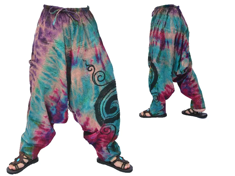 Men's pants for tough hikes-Tie Dye Harem Pants Lounge Pants Yoga Pants Men Women