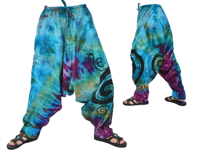 Men's pants with fine stitching-Tie Dye Harem Pants Lounge Pants Yoga Pants Men Women