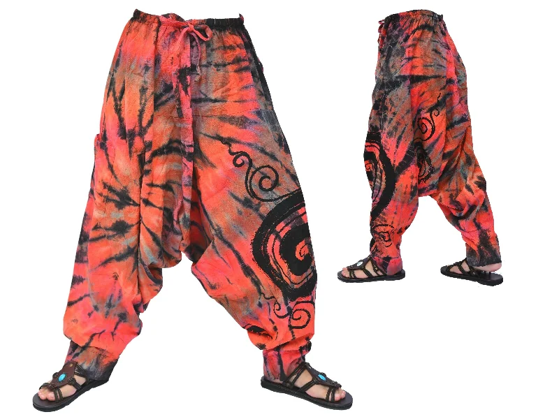 Men's pants with vent pockets-Tie Dye Harem Pants Lounge Pants Yoga Pants Men Women