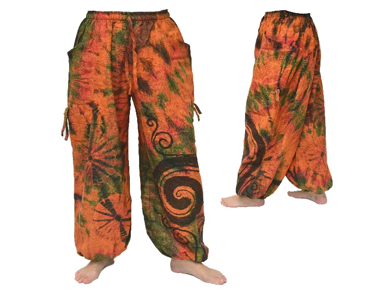 Men's pants with open fabric-Tie Dye Harem Pants Yoga Pants Men Women adjustable length