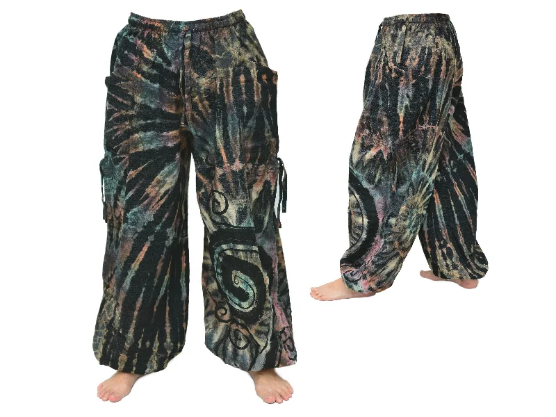 Men's pants with fine stretch-Tie Dye Harem Pants Yoga Pants Men Women adjustable length