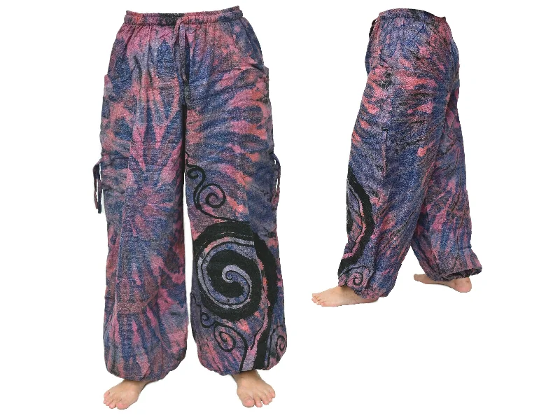 Men's pants for trail days-Tie Dye Harem Pants Yoga Pants Men Women adjustable length