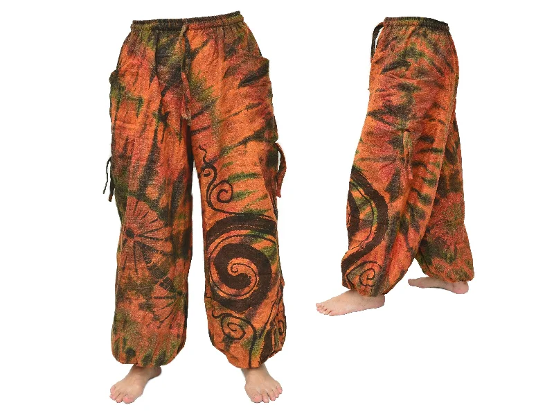 Men's pants for tight frames-Tie Dye Harem Pants Yoga Pants Men Women adjustable length