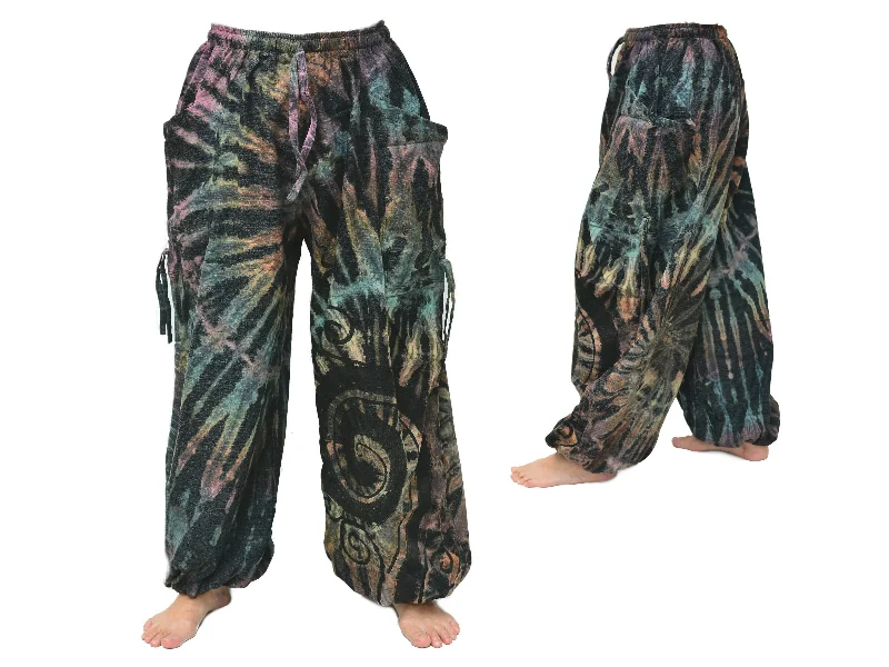 Men's pants with loud patterns-Tie Dye Harem Pants Yoga Pants Men Women adjustable length