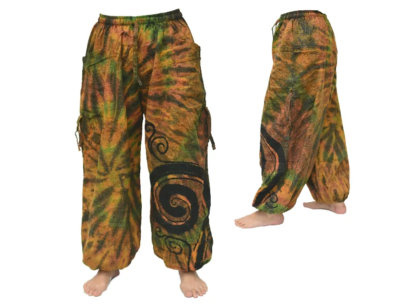 Men's pants with bright weave-Tie Dye Harem Pants Yoga Pants Men Women adjustable length