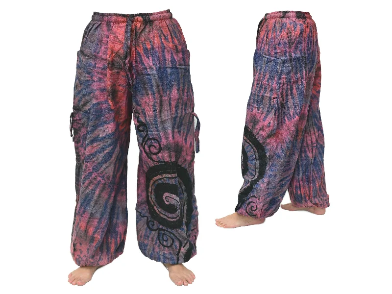 Men's pants for trail vibes-Tie Dye Harem Pants Yoga Pants Men Women adjustable length