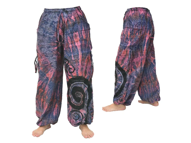 Men's pants for calm days-Tie Dye Harem Pants Yoga Pants Men Women adjustable length