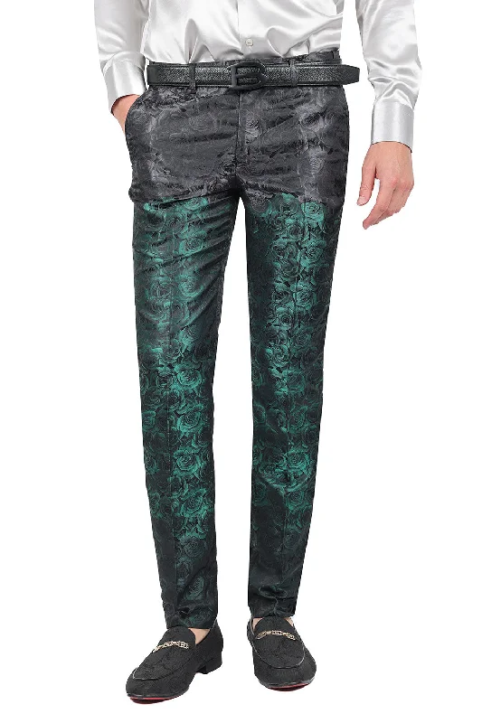 Men's pants jet black-TWO TONE FLORAL Pants