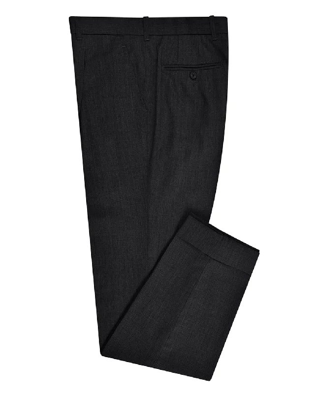 Men's pants with stripe prints-Washable Wool Dark Grey Dress Pant