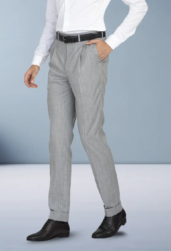 Men's pants for tidy looks-Washable Wool Grey Pant