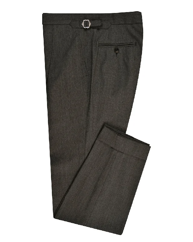 Men's pants for all seasons-Washable Wool Mid Grey Dress Pant