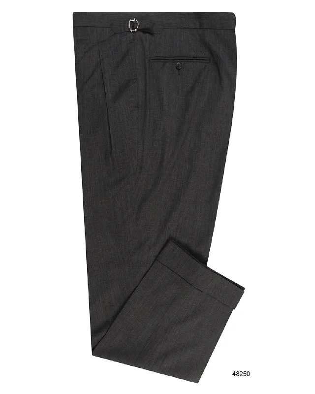 Men's pants for trendy guys-Washable Wool Pants: Dark Grey High Waisted Pant