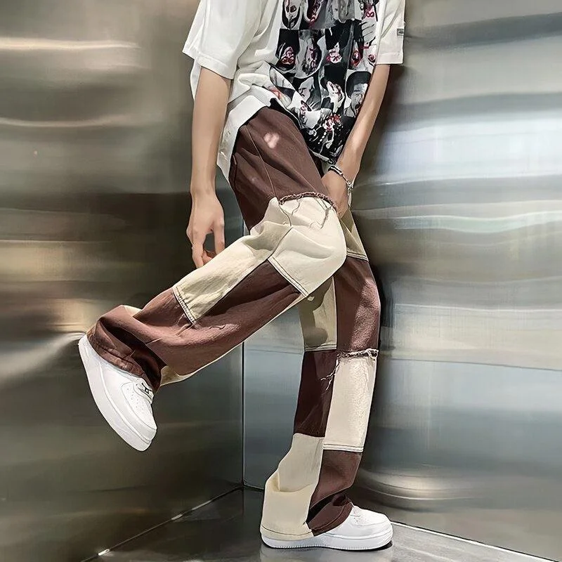 Men's pants with fine stitching-Y2K Patchwork Pants